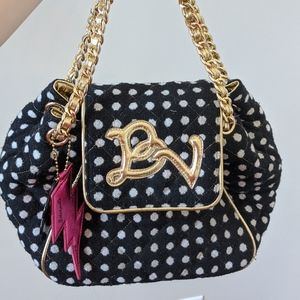 Betseyville balck and white polkadot chain bag